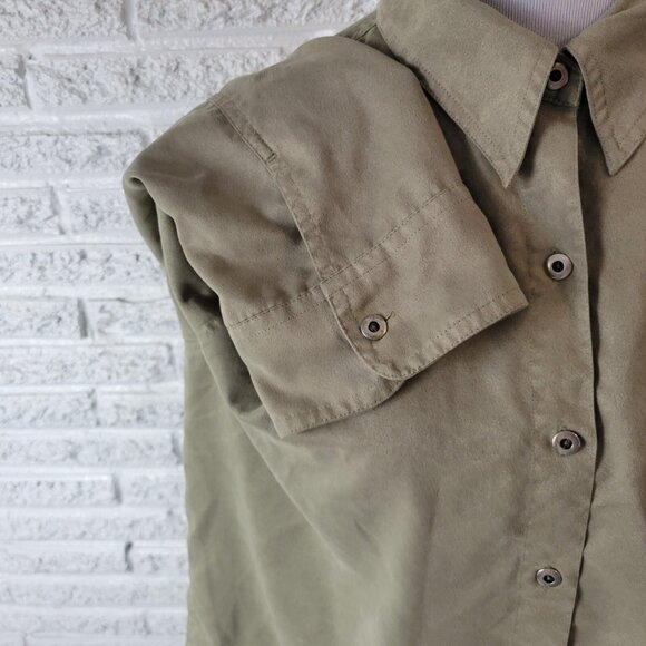 Chicos Design Womens Top 3 Standard XL Soft Green Velour Lightweight GRE5E - Picture 5 of 8